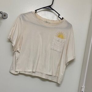 Urban Outfitters Cream Sun Graphic Crop Top